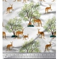 thumbnail image 1 of Soimoi Japan Crepe Satin Fabric Tree & Kangaroo Animal Printed Craft Fabric by The Yard 42 Inch Wide, 1 of 1