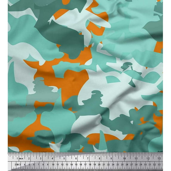 Soimoi Japan Crepe Satin Fabric Two Tone Camouflage Fabric Prints By Yard 42 Inch Wide