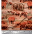 thumbnail image 1 of Soimoi Japan Crepe Satin Fabric tree & elephant Animal Print Fabric by the Yard 42 Inch Wide, 1 of 1
