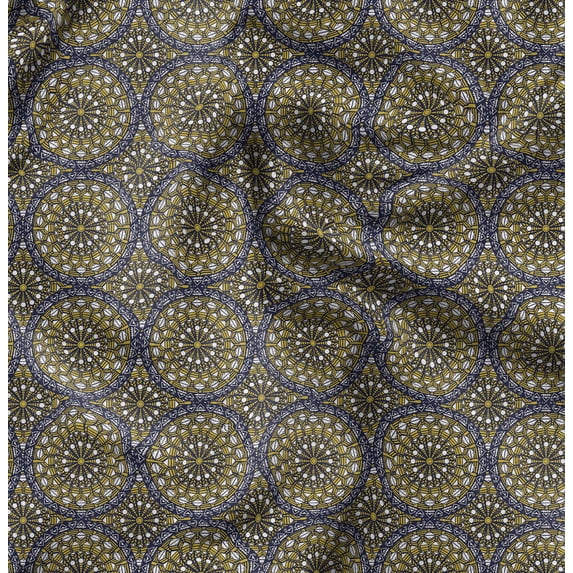 Soimoi Japan Crepe Satin Green Fabric By the Yard - 54 Inch Wide - African Tribal Material - Artistic and Modern Patterns for Various Uses Printed Fabric