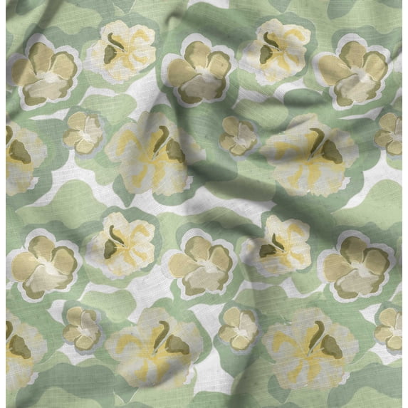 Soimoi Japan Crepe Satin Green Fabric By the Yard - 54 Inch Wide - Florals Print Fabric - Elegant and Timeless Patterns for Fashion and Home Decor Printed Fabric
