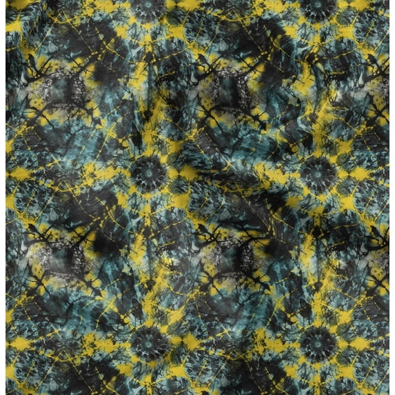 Soimoi Japan Crepe Satin Green Fabric By the Yard - 54 Inch Wide - Shibori Tie & Dye - Shibori Serenity: Japanese Tie & Dye Artistry Printed Fabric