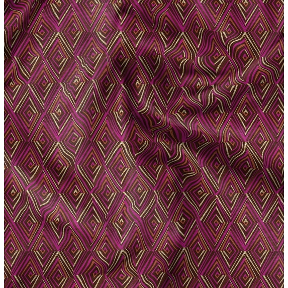 Soimoi Japan Crepe Satin Pink Fabric By the Yard - 54 Inch Wide - African Tribal Material - Artistic and Modern Patterns for Various Uses Printed Fabric