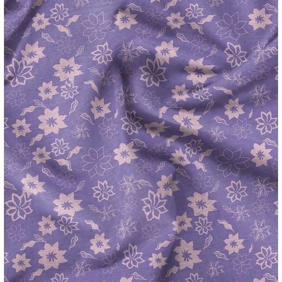 Soimoi Japan Crepe Satin Purple Fabric By the Yard - 54 Inch Wide - Florals Print Fabric - Elegant and Timeless Patterns for Fashion and Home Decor Printed Fabric