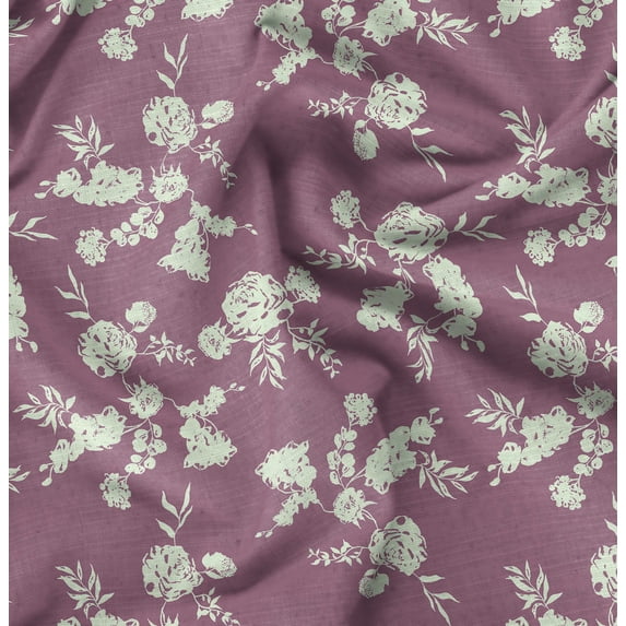 Soimoi Japan Crepe Satin Purple Fabric By the Yard - 54 Inch Wide - Leaves Print Fabric - Floral Elegant & Beautiful Patterns for and Home Decor Printed Fabric