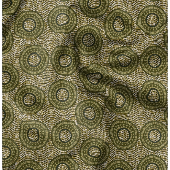 Soimoi Japan Crepe Satin Yellow Fabric By the Yard - 54 Inch Wide - African Tribal Material - Artistic and Modern Patterns for Various Uses Printed Fabric