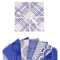Soimoi Japanese Sashiko Print Precut 5-inch Cotton Fabric Quilting Squares Charm Pack DIY Patchwork Sewing Craft- White & Blue