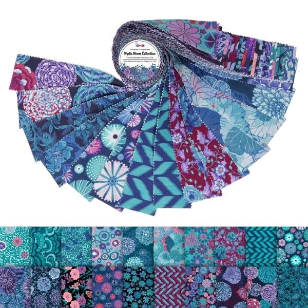 Soimoi Jelly Roll 40 Strip Assorted Bundle, Fabric Strips for Quilting, Crafting, 100% Cotton Fabric Jelly Roll Bundle For Scrapbooking, Precut Quilt Projects, DIY Crafts- Mystic Bloom Collection
