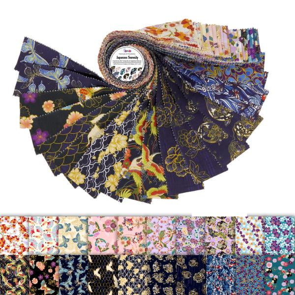 Soimoi Jelly Roll Fabric Strips for Quilting, Precut Fabric for DIY, 40 Strip Assorted Bundle, Jelly Roll For Scrapbooking, Perfect Quilting Fabric for Sewing, Craft, Home Decor- Japanese Serenity