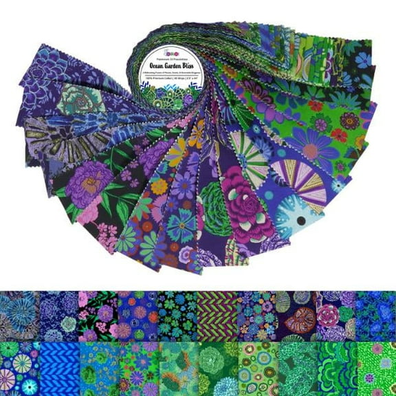 Soimoi Jelly Roll Fabric Strips for Quilting, Precut Fabric for DIY, 40 Strip Assorted Bundle, Jelly Roll For Scrapbooking, Perfect Quilting Fabric for Sewing, Craft, Home Decor- Ocean Garden Bliss