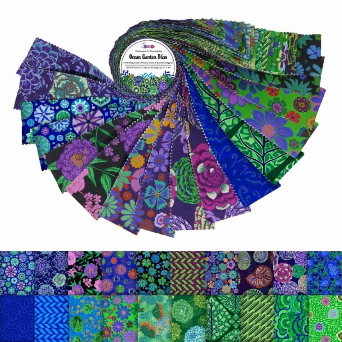 Soimoi Jelly Roll Fabric Strips for Quilting, Precut Fabric for DIY, 40 Strip Assorted Bundle, Jelly Roll For Scrapbooking, Perfect Quilting Fabric for Sewing, Craft, Home Decor- Ocean Garden Bliss