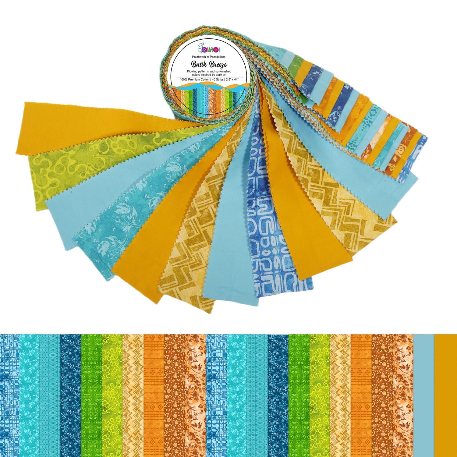 Soimoi Jelly Roll Fabrics for Quilting 40 Strip 2.5" Cotton Strips Bundles, Perfect Quilting Fabric for Craft Project, Precut Quilt Fabirc, Cotton Strips for Home Decor, Blanket, Rugs - Batik Breeze