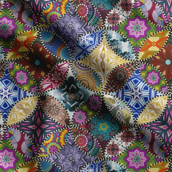 Soimoi Kaleidoscope Print, Velvet Fabric, Decor Sewing Fabric by The Yard 54 Inch Wide,Decorative Fabric for Upholstery and Home Accents,Multicolor
