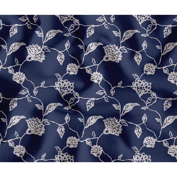 Soimoi Leaves Pattern Decorative Fabric By 10 Yard - 56" W x 360" L - Water-Resistant Material for Cushions, Covers, and DIY Upholstery - Blue