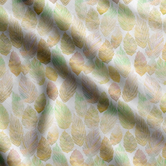 Soimoi Leaves Print,Cotton Poplin, Sewing Fabric Sold by The Yard 42 Inch Wide,Sewing Craft Quilting/Quilt Making Fabric, Yellow