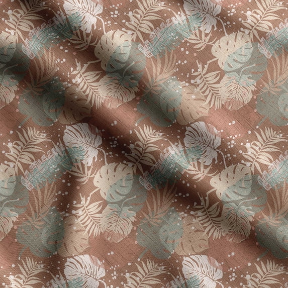 Soimoi Leaves Print, Poly Taffeta Fabric, Decor Sewing Fabric by The Yard 56 Inch Wide, Decorative Fabric for Outdoor Upholstery, Umbrellas and Home Accents, Brown