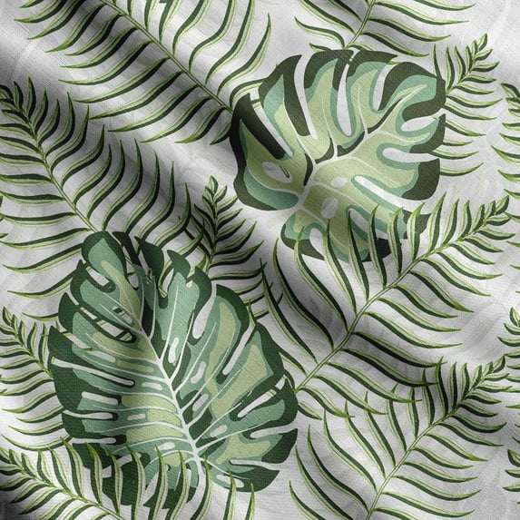 Soimoi Leaves Print, Silk Fabric, Decor Sewing Fabric by The Yard 42 Inch Wide,Decorative Fabric for Shirts Suits Ties, Dark Green