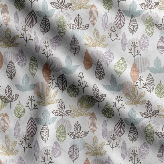 Soimoi Leaves Print, Silk Fabric, Decor Sewing Fabric by The Yard 42 Inch Wide,Decorative Fabric for Shirts Suits Ties, Multicolor