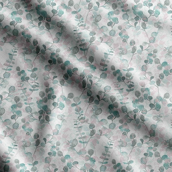 Soimoi Leaves Print, Silk Fabric, Decor Sewing Fabric by The Yard 42 Inch Wide,Decorative Fabric for Shirts Suits Ties, Turquoise Green