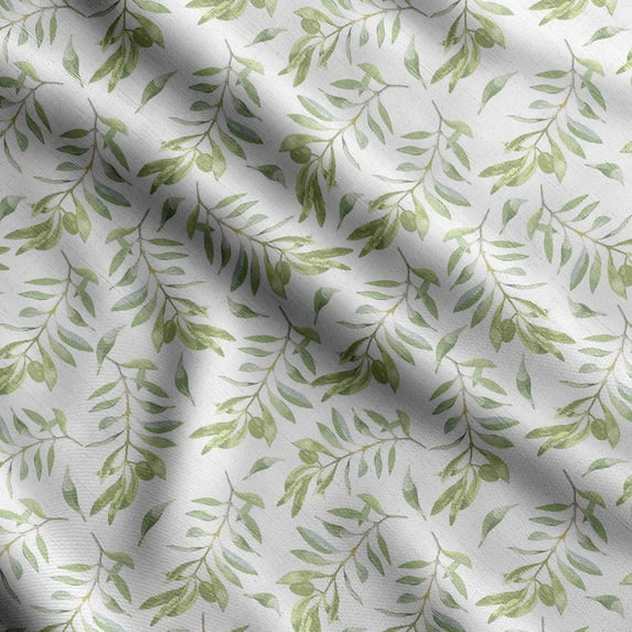 Soimoi Leaves Printed, Cotton Fleece, Fabric by The Yard Sewing DIY Stretch Fabric 56 Inches Wide, WarmFabric for Hats, Coats, Gloves, Blankets, Light Mint Green