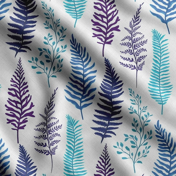 Soimoi Leaves Printed, Cotton Fleece, Fabric by The Yard Sewing DIY Stretch Fabric 56 Inches Wide, WarmFabric for Hats, Coats, Gloves, Blankets, Blue