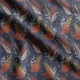 thumbnail image 1 of Soimoi Leaves Printed, Japan Crepe SatinFabric, by The Yard 54 Inch Wide, Decorative Sewing Fabric for Dresses Kimonos Gowns, Blue & Orange, 1 of 5