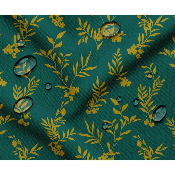 Soimoi Leaves Theme Waterproof Fabric | Outdoor Material by 3 Yard | Tear-Resistant, UV Safe | Great for Bags, Rainwear, Covers & Curtains, Awning Cover Cloth - Green
