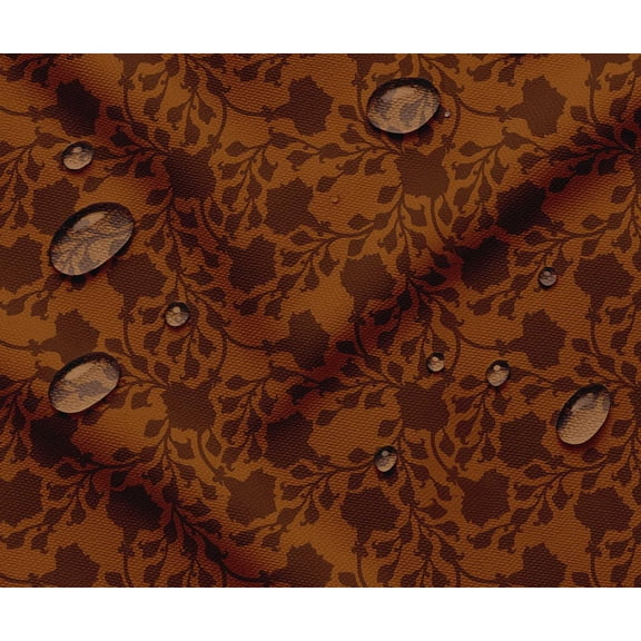 Soimoi Leaves Theme Waterproof Fabric | Outdoor Material by the Yard | Tear-Resistant, UV Safe | Great for Bags, Rainwear, Covers & Curtains, Awning Cover Cloth - Brown