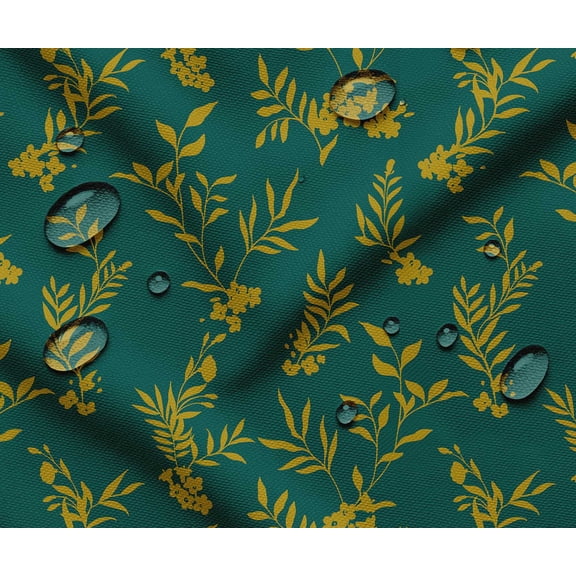 Soimoi Leaves Theme Waterproof Fabric | Outdoor Material by the Yard | Tear-Resistant, UV Safe | Great for Bags, Rainwear, Covers & Curtains, Awning Cover Cloth - Green