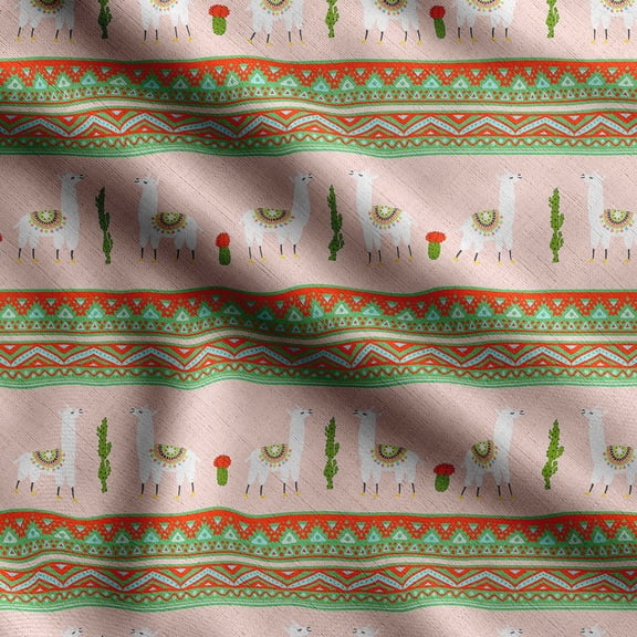 Soimoi Llama Alpaca Print,Cotton Cambric, Quilting Fabric Sold by The Yard 42 Inch Wide, Medium Weight Cotton Fabric, SewingSupplies,Orange