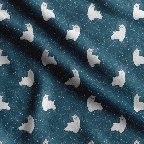 Soimoi Llama Alpaca Print,Cotton Cambric, Quilting Fabric Sold by The Yard 42 Inch Wide, Medium Weight Cotton Fabric, SewingSupplies, Teal Blue