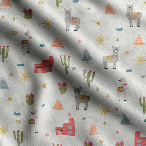 Soimoi Llama Alpaca Print,Cotton Poplin, Sewing Fabric Sold by The Yard 42 Inch Wide,Sewing Craft Quilting/Quilt Making Fabric, Dark Peach
