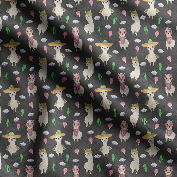 Soimoi Llama Alpaca Print, Velvet Fabric, Decor Sewing Fabric by The Yard 54 Inch Wide,Decorative Fabric for Upholstery and Home Accents, Dark Gray