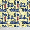 thumbnail image 1 of Soimoi London Theme Architectural Print 180 GSM 2-Way Stretch 60 Inches Wide Velvet Fabric By The Yard - Yellow, 1 of 1