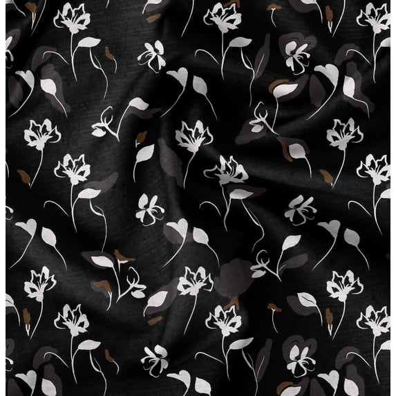 Soimoi Minky Black Fabric By the Yard - 56 Inch Wide - Florals, Leaves Print Fabric - Elegant & Beautiful Patterns for Fashion and Home Decor Printed Fabric