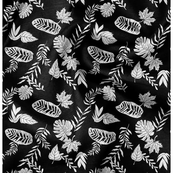 Soimoi Minky Black Fabric By the Yard - 56 Inch Wide - Leaves Print Fabric - Nature - Tropical Leaf Inspired Elegance for Apparel and Decor Printed Fabric