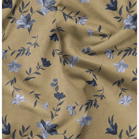 Soimoi Minky Brown Fabric By the Yard - 56 Inch Wide -Floral & Leaf Floral Pattern Fabric - Botanical and Elegant Designs for Various Uses Printed Fabric