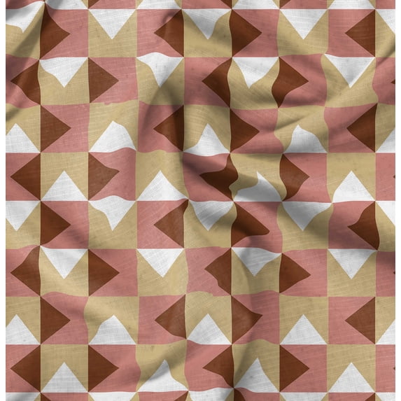 Soimoi Minky Brown Fabric By the Yard - 56 Inch Wide - Facets Triangle Geometric Fabric - Geometric Precision for Creative Projects Printed Fabric