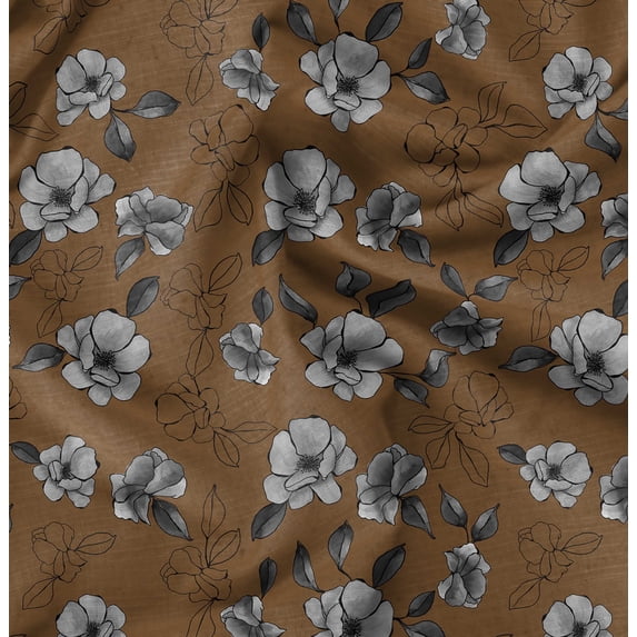 Soimoi Minky Brown Fabric By the Yard - 56 Inch Wide - Florals Print Fabric - Elegant and Timeless Patterns for Fashion and Home Decor Printed Fabric