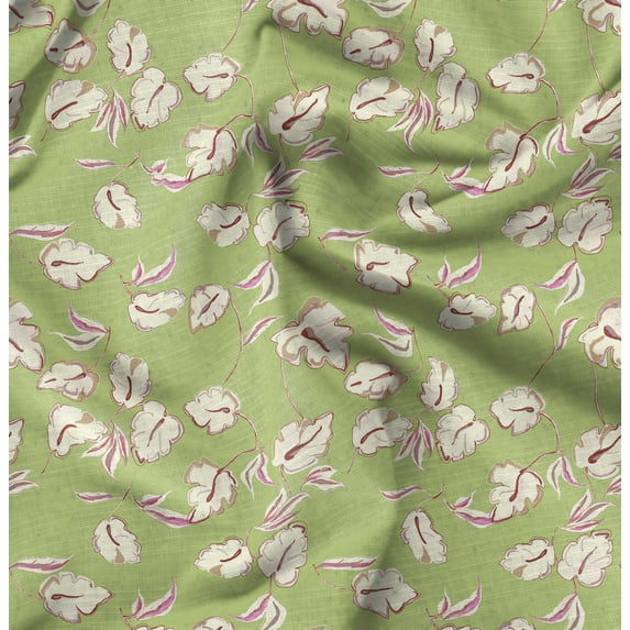 Soimoi Minky Green Fabric By the Yard - 56 Inch Wide - Leaves Pattern Fabric - Botanical and Elegant Designs for Various Uses Printed Fabric