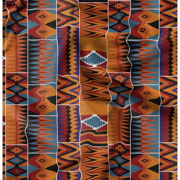 Soimoi Minky Orange Fabric By the Yard - 56 Inch Wide - African Tribal Material - Artistic and Modern Patterns for Various Uses Printed Fabric