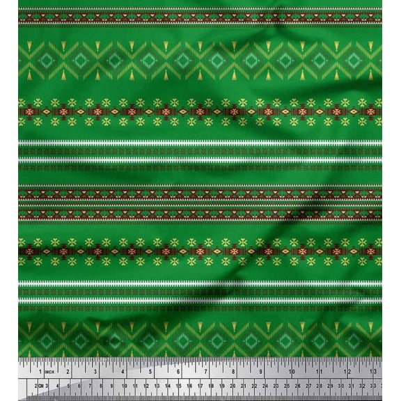 Soimoi Modal Satin Fabric Aztec Southwestern Printed Fabric 1 Yard 42 Inch Wide