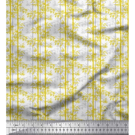 Soimoi Modal Satin Fabric Bamboo Tree Printed Fabric 1 Yard 42 Inch Wide