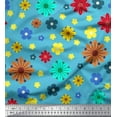 thumbnail image 1 of Soimoi Modal Satin Fabric Colorful Flowers Clip Art Printed Craft Fabric by the Yard 42 Inch Wide, 1 of 1