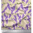 thumbnail image 1 of Soimoi Modal Satin Fabric Leaves & Lavender Shirting Printed Craft Fabric by The Yard 42 Inch Wide, 1 of 1