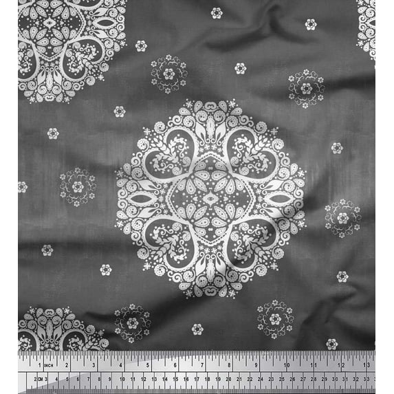 Soimoi Modal Satin Fabric Mandala Decorative Fabric Prints By Yard 42 Inch Wide