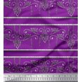 thumbnail image 1 of Soimoi Modal Satin Fabric Swirl & Floral Block Print Sewing Fabric Yard 42 Inch Wide, 1 of 1