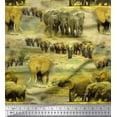 thumbnail image 1 of Soimoi Modal Satin Fabric tree & elephant Animal Print Fabric by the Yard 42 Inch Wide, 1 of 1