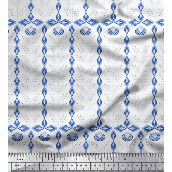 Soimoi Moss Georgette Fabric Artistic Leaves Printed Craft Fabric by The Yard 42 Inch Wide