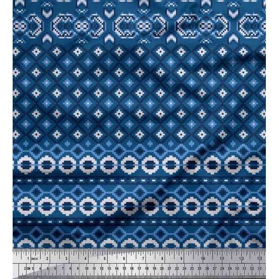 Soimoi Moss Georgette Fabric Aztec Geometric Decor Fabric Printed Yard 42 Inch Wide
